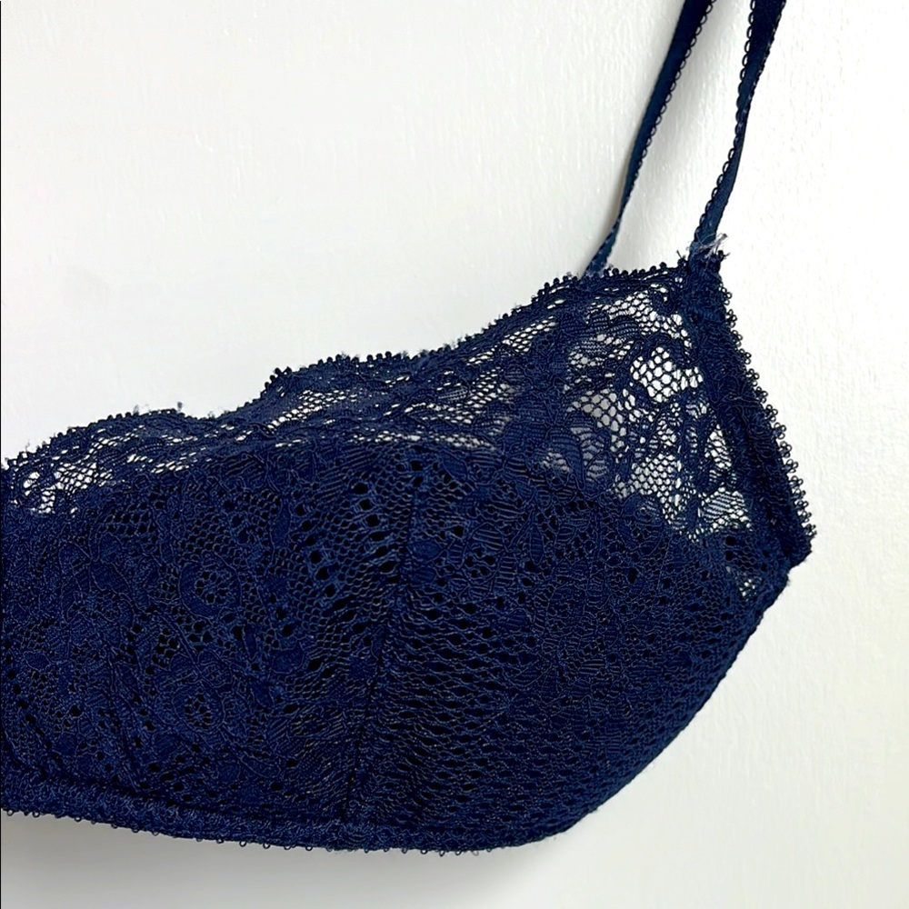 Elegant Lace Bralette in Navy Blue